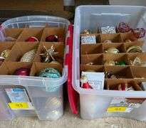 Two Totes of FANCY Christmas Ornaments - Assorted Styles