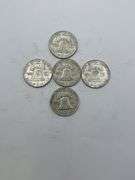 Lot of 5 Franklin Half Dollars 1952-1963
