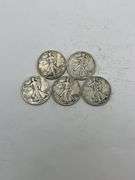 Mixed Date Walking Liberty Half Dollar Lot of 5