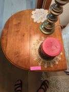 Drop Leaf Table with Lamp and Decorative Candle