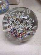 Glass Paperweight with "God Bless Our Home" Inscription