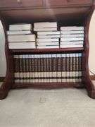 Secretary Desk with World Book Encyclopedia and Decorative Items