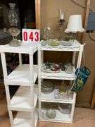 Shelf with Assorted Glassware and Home Decor Items