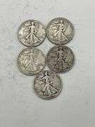 Group of Five Walking Liberty Half Dollars