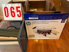 Assorted Office and School Supplies with HP Printer and Filing System