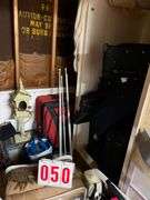Mixed Household Lot with Birdhouse, American Flag, and Storage Containers