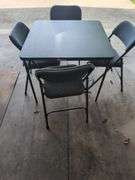 Two Folding Card Table and Chair Sets