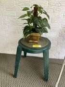 Home Decor, Folding Chair, Stool with Plant, Saw