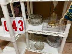 Shelf with Assorted Glassware and Home Decor Items