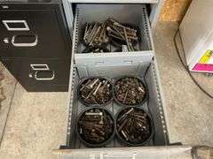 Two File Cabinets with Assorted Fasteners and Parts