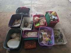 10 Totes of holiday decor, and household miscellaneous