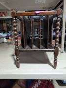 Mahogany Magazine Rack with Spool Legs