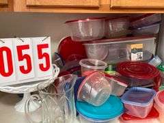 Variety of Kitchenware - Glasses, Teacups, Pitchers, and Storage Containers