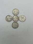 Five Franklin Half Dollars (1950-1962)