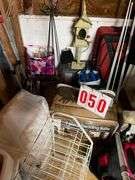 Mixed Household Lot with Birdhouse, American Flag, and Storage Containers
