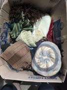 Box Lot of Hats and Linens