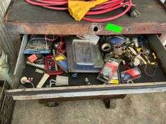 Rolling Tool Cabinet with Electrical Parts and Supplies
