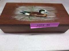 Two Travel Alarm Clocks in Wooden Box