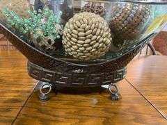 Decorative Glass Bowl with Assorted Orbs