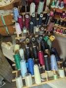 Large Lot of Sewing and Embroidery Thread with Racks