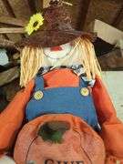 Harvest Scarecrow Decoration with Glass Pumpkin