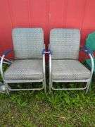 Pair of Retro Aluminum Frame Lawn Chairs