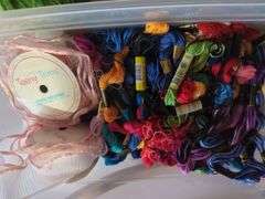 Crafting Lot: Embroidery Floss, Yarn, Hoop, and Accessories