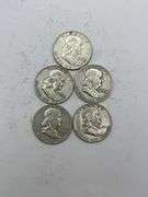 Franklin Half Dollar Coins - Lot of Five