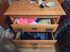 Oak Bedroom Set: Bed, Dresser, Mirror, and Nightstand