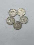 Group of Five Franklin Half Dollars