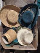 Box Lot of Hats and Linens