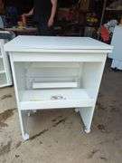 White Rolling Craft Table with Fold-Out Top