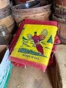 Lot of Bushel Baskets, Mason Jars, and Vintage Feed Sacks