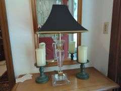 Entryway Cabinet, Lamp, Mirror and Wall Planter