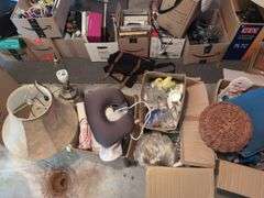 Mixed Box Lot: Home Goods, Decor, & Vintage Magnavox Speaker