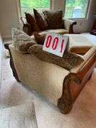 Ornate Carved Wood Loveseat and Chair with Ottoman