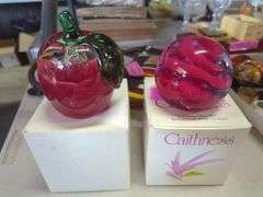 Caithness Glass Paperweight & Joe Rice Apple Paperweight