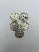 Lot of 5 Franklin Half Dollars (1952-1961)