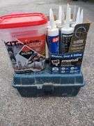 Tool Lot - Carpet Tools, Caulking, Tile Spacers, and Hardware Organizer