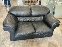 Black Leather Living Room Set: Sofa, Loveseat, Chair & Ottoman