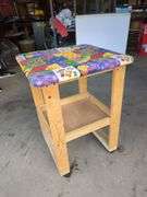 Wood Rolling Cart with Quilted Top
