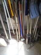 Collection of Various Shovels, Rakes, Hoes, and Garden Tools