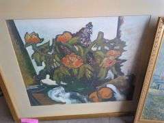Framed Watercolor Paintings - Dockside Scene & Barn Landscape