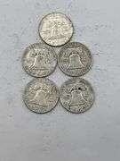 Franklin Half Dollar Coins - Lot of Five