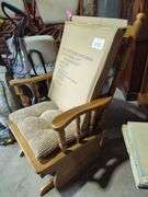 Oak Rocking Chair with Taupe Velvet Cushions