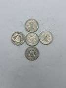 Five Franklin Half Dollars (1950-1962)