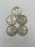 Walking Liberty Half Dollar Coins Lot of 5
