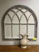 Decorative Window Pane Wall Hanging and Ceramic Pitcher