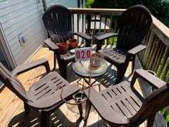 Outdoor Patio Set: Four Chairs and Glass Top Table