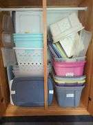 Collection of Assorted Storage Containers and Bins